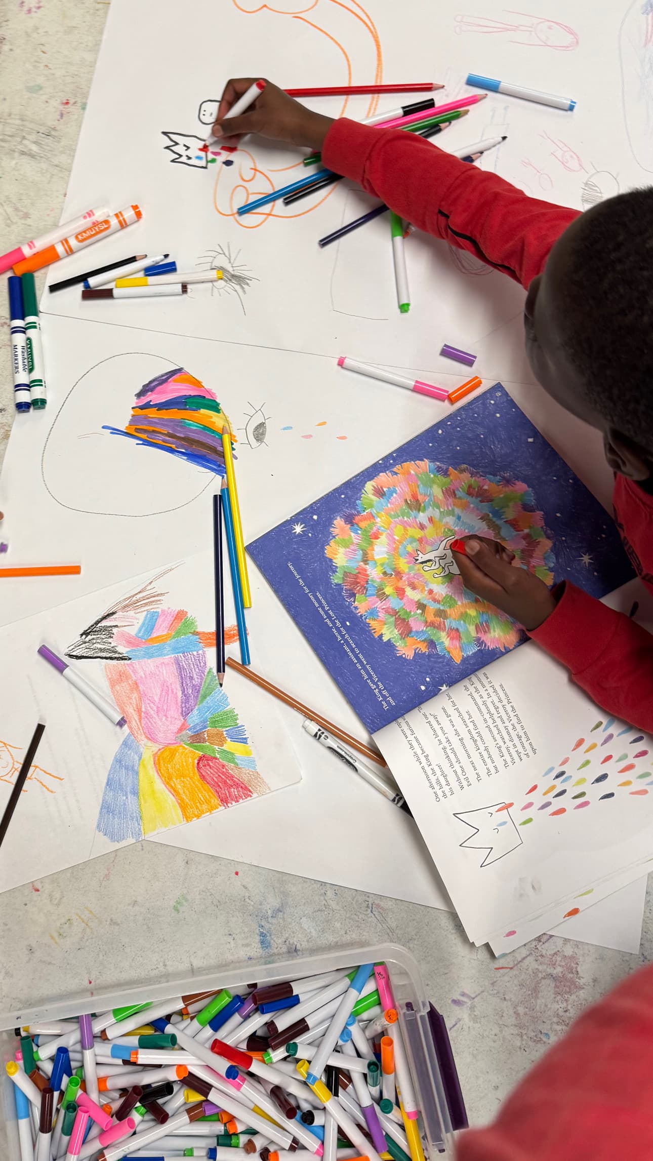Children creating colorful art